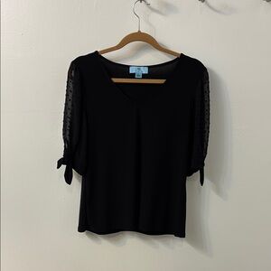 Black Crepe Top- Chiffon Sleeves